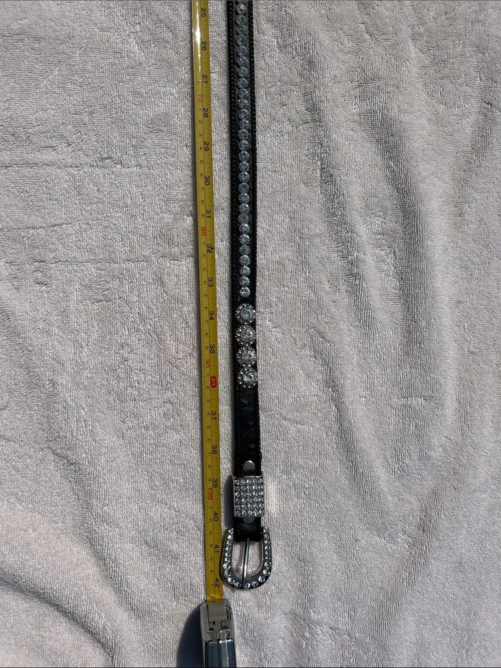 Guess Black Crystal-Embellished Women's Belt